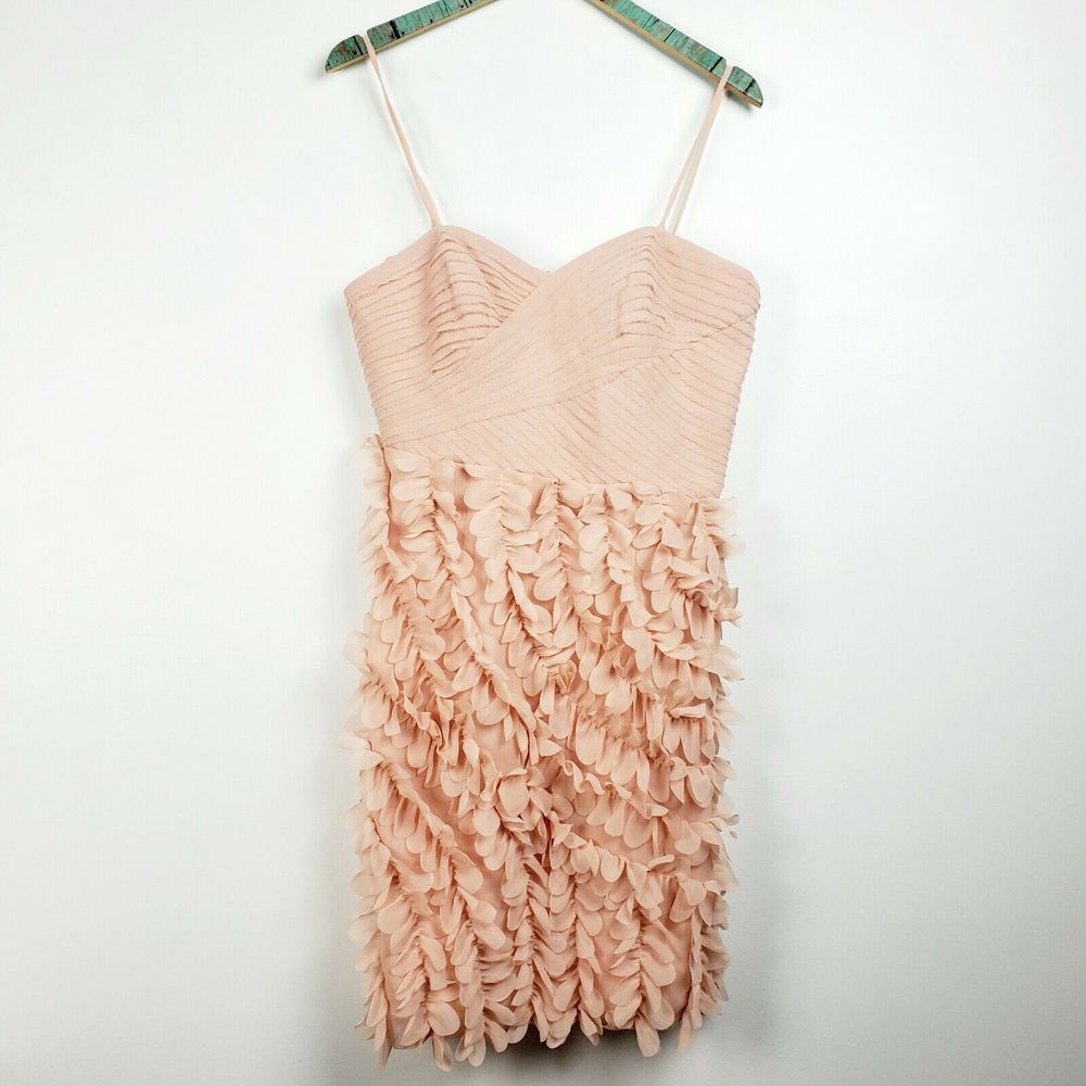 MACIS Pink Chiffon Petal Mini Dress Size 8 EUC